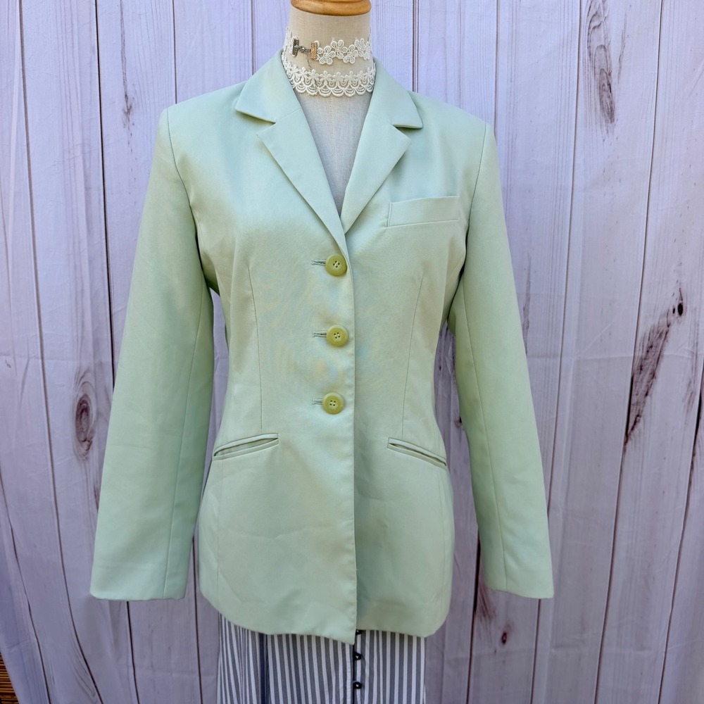 Petite Sophisticate Mint Green Three Button Blazer Jacket Size 6 Petite